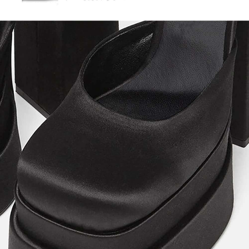 Donnas Platform Chunky High Block Heels Cinturino alla Caviglia Fibbias Wedge Dress Pumps