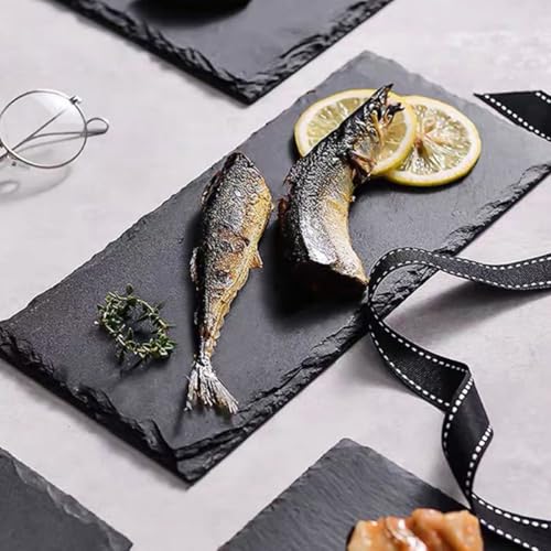 Platos de piedra aislados para sushi x2, 25x12cm miniatura 5