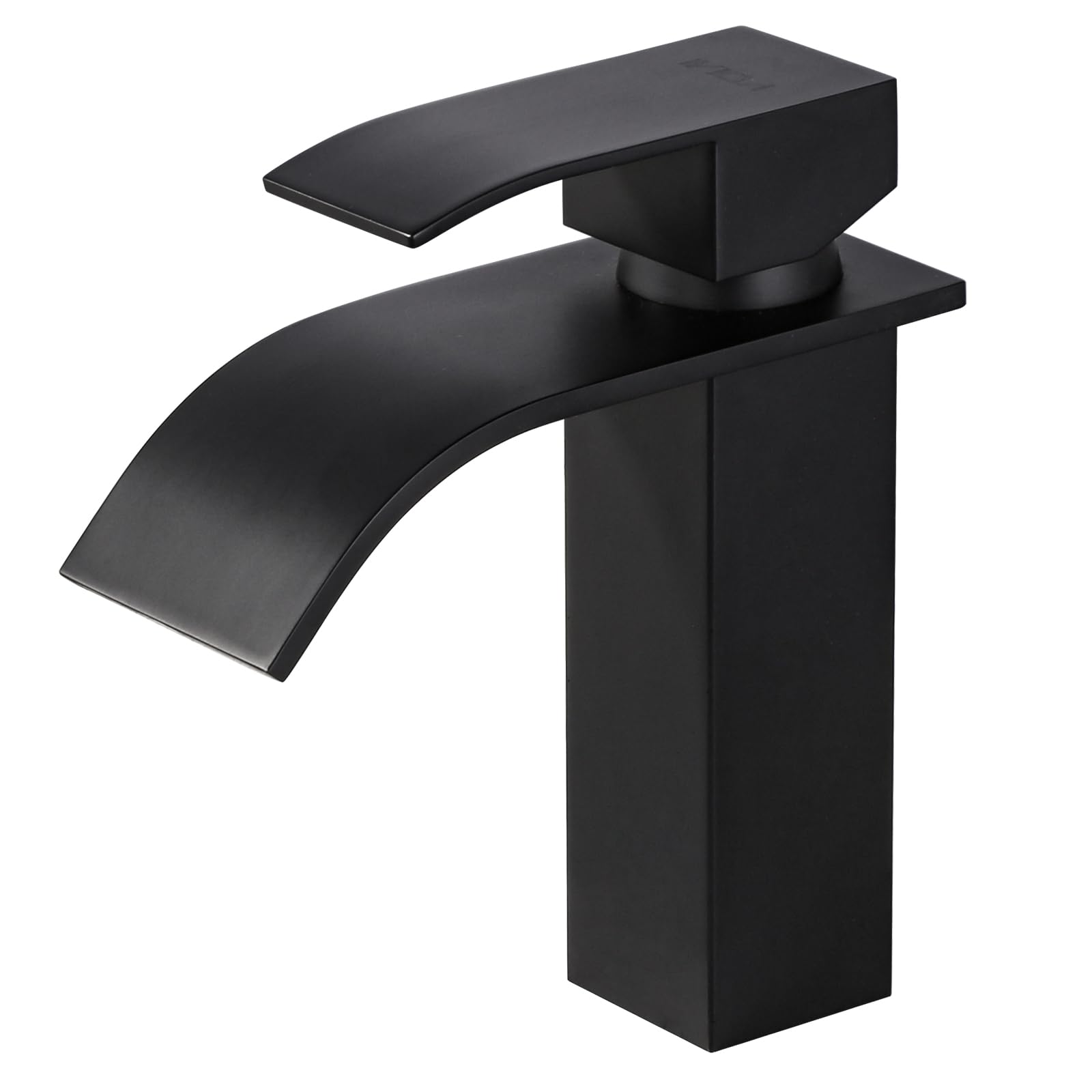 Robinet Lavabo Cascade,Robinet Lavabo Salle de Bain,Mitigeur Lavabo Salle de Bain en Laiton,Monocommande en acier inoxydable Hauteur 98mm, Lavabo Robinetterie Moderne Noir