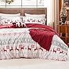 Bedsure Christmas Comforter Set Queen Christmas Bedding Bed in a Bag with Reindeer 5 Pieces Soft Reindeer Comforter Pillow Shams Throw Blanket and Decorative Pillow