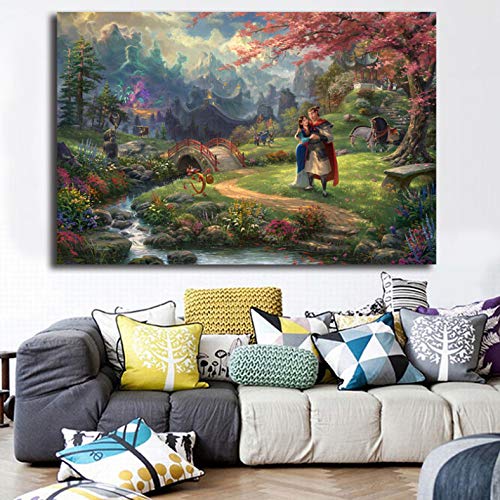 Mulan Blossoms of Love The Legend Poster Thomas Kinkade Pinturas sobre Lienzo Arte Moderno Cuadros Decorativos De Pared Decoración del Hogar Tq68 40X50Cm