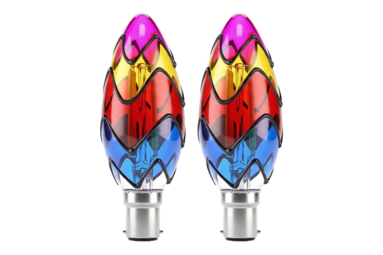 TBE LIGHTING - 4 W Decorative Art LED Bulbs – B15 Small Bayonet Base, Painted Vintage Design, Warm White Ambient Lighting for Home, Café, Bar & Decorative Fixtures, 2-Pack