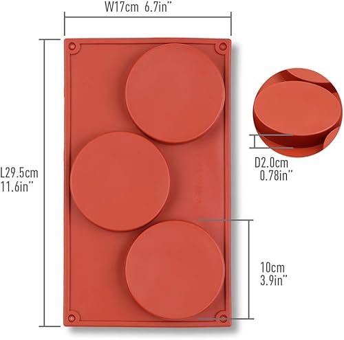 Miniatura 5 de homEdge Molde de silicona con forma de disco de 3 cavidades, 3 paquetes de pastel de disco, gustard, posavasos de resina, tarta y moldes de jabón