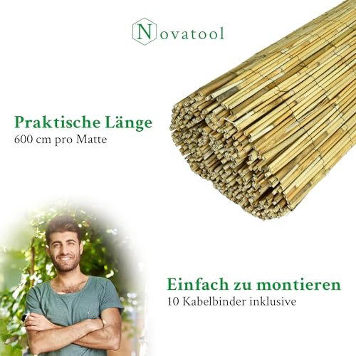 Novatool Balkon Sichtschutzmatte Flexibles Design für Gartenzaun und Terrasse 115x600 cm Schilf Schutz vor Blicken Einfache Montage Wind- und wetterfest Stilvolle Dekoration und Privatsphäre
