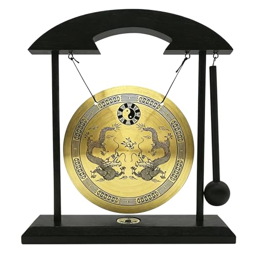 CYTGOUPER Feng Shui Gong,Mini Desktop Gong,Zen Art Home Decor with Copper Wood Base,Desk Display for...