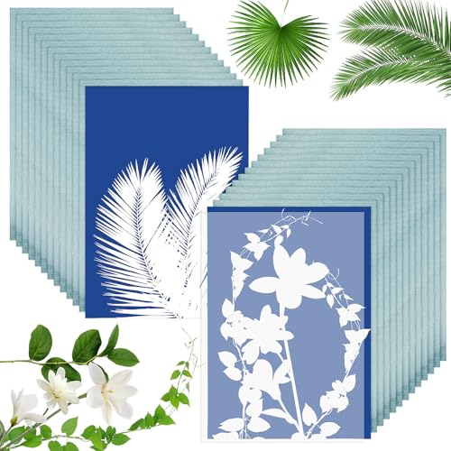 MINAOLULUS 32 Blatt Sonnendruckpapier A5 Solarfarbenes Cyanotypie Druckerpapier aus...