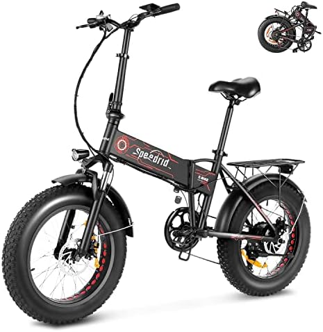 ANCHEER Folding Electric Bike for Adults, Electric Bicycle with 500W Brushless Motor(Peak 800W), 48V/499Wh Hidden Battery, Up to 55 Miles, 20"*4.0 Fat Tire Ebike, 7 Speed Gear