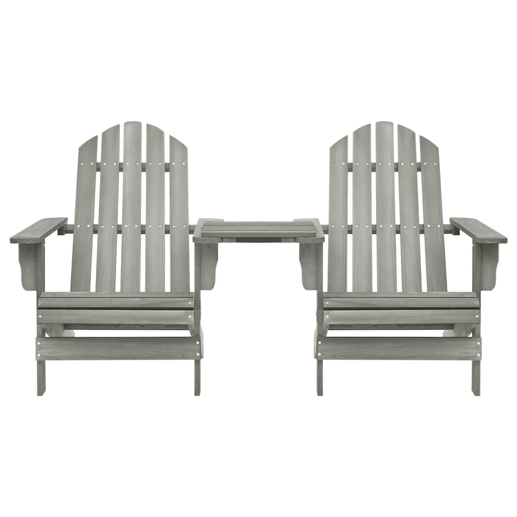 Genérico Sillas Adirondack de jardín y mesita Madera Maciza Abeto Gris,Mobiliario,Muebles de jardín,Asientos de Exterior,Sillas de jardín,Gris,22 kg,310068