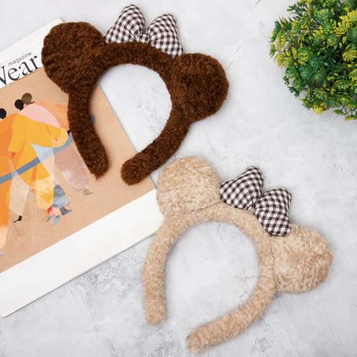 Image of Radhu & Kabby Teddy Bear Hair Band for Girls Kids | Cute Girls Hair Accessories | Teddy Ears Head band with Checkered Bow | Hairbands For Kids Girl | Kids hair Accessories, Fun Hair Bands (1 Pc)