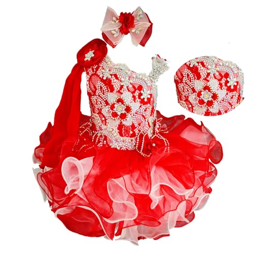 Jenniferwu G003RED Infant Toddler Baby Little Girl's Pageant Party Birthday Dress with removeble Sleeve RED (as1, Age, 18_Months, 24_Months, red)