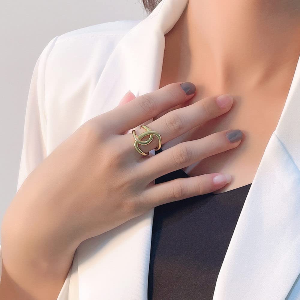 HGJH Anello in Argento 925 da Donna,Anelli Regolabili per Donne Linee Croce 925 Anelli di Eternità Annodati Minimalisti Anelli di Nozze Placcati Oro Anelli di Promessa per Ragazze Signore