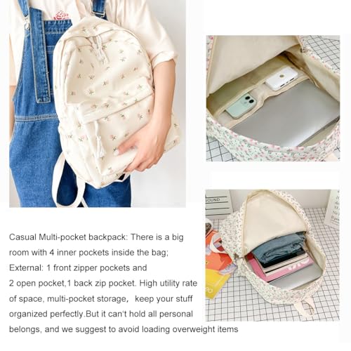 Image of Floral Canvas Backpack Women Backpack Purse Fashion Waterproof Rucksack Shoulder Bags Casual Travel Daypack