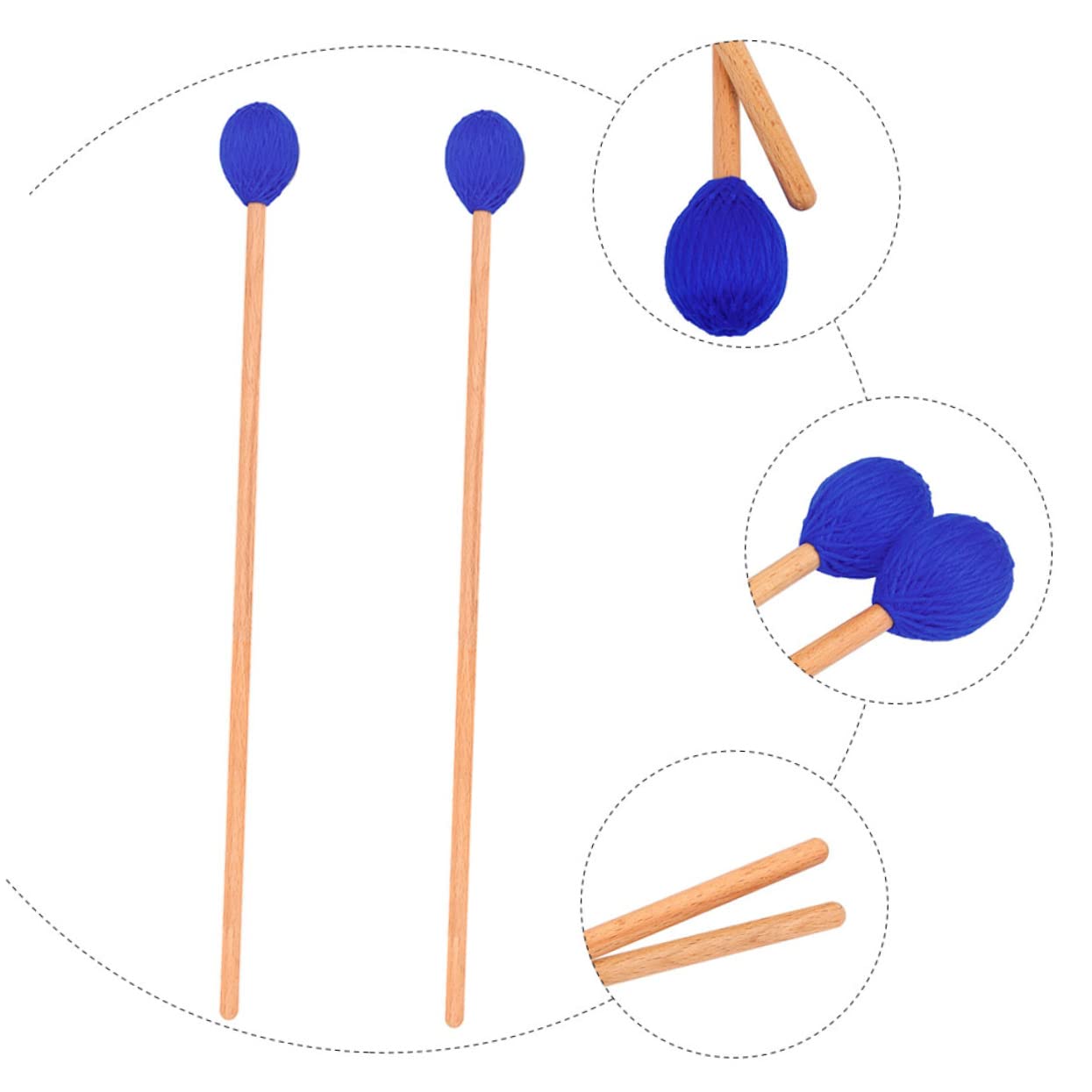 VICASKY 6piezas De Marimba Cabeza De Lana Baquetas De Percusión Para Instrumentos
