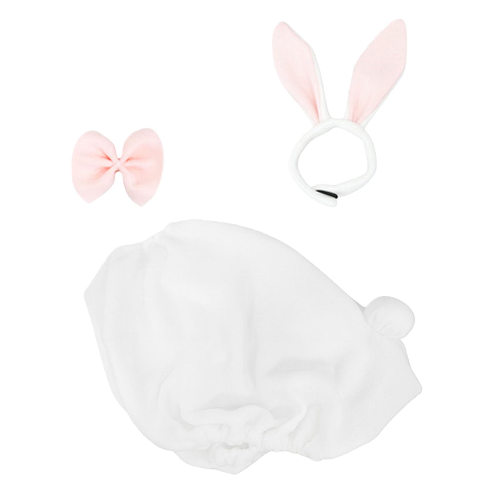 NVOQILIN 3Pcs Bunnies Themed Porch Geese Outfit with Bowtie Headband for 23Inch Porch Statues Outdoor Garden Wedding Decoration Easter Party Home Decoration