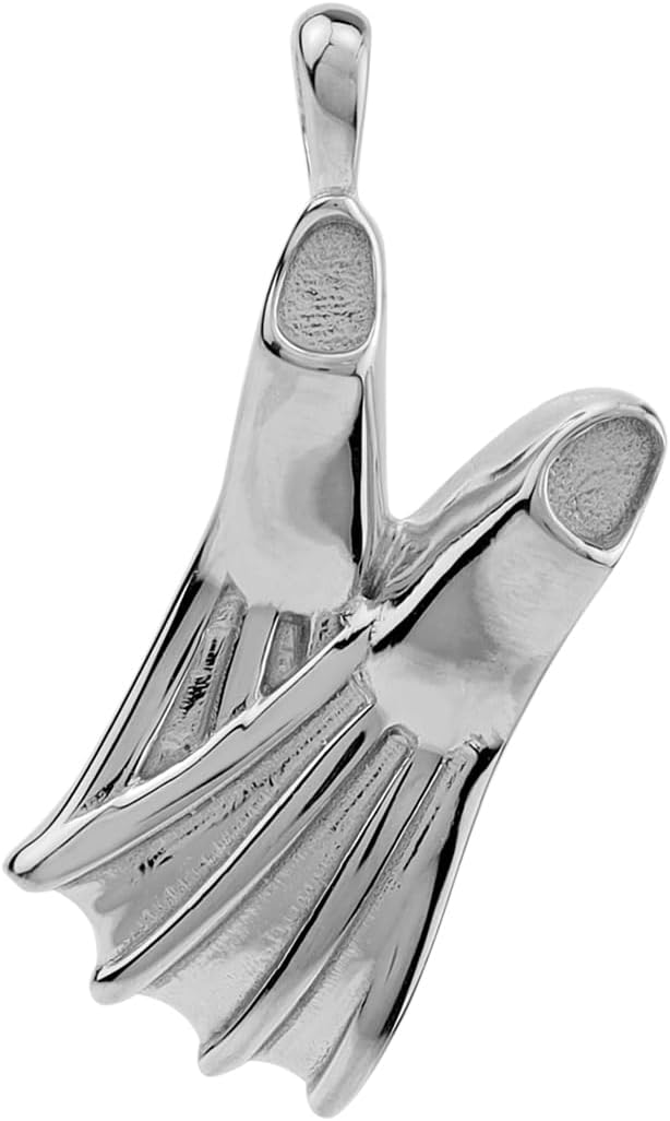 Silvershake White Gold Plated or Yellow Gold Plated 925 Sterling Silver Snorkeling Scuba Diving Fins Casual Sport Pendant Jewelry for Women or Men