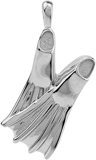 Silvershake White Gold Plated or Yellow Gold Plated 925 Sterling Silver Snorkeling Scuba Diving Fins Casual Sport Pendant Jewelry for Women or Men
