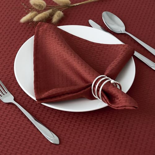 Image of maxmill Fall Cloth Napkins 20 x 20 Inch Weaved Pattern Soft Comfortable and Luxury Serviette for Harvest Thanksgiving Family Dinners Weddings Parties and Banquets Set of 4 Pieces, Rustic Brick