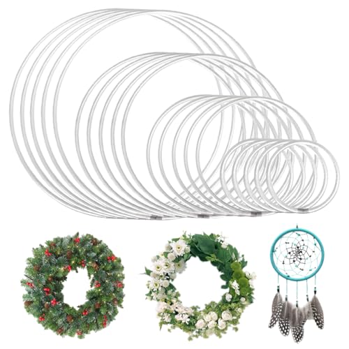 20 Pièces Cercle Attrape Reve Anneaux en Métal pour Bricolage de 5/10/15/20 cm, Diy Créativité...