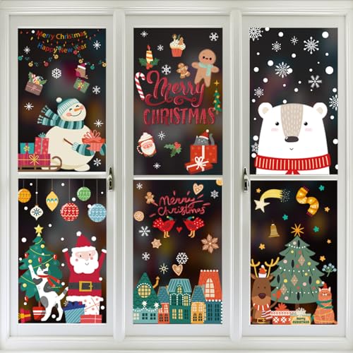 LIHELEI 205 Stück Fensterbilder Weihnachten, Aquarell Fensterdeko...