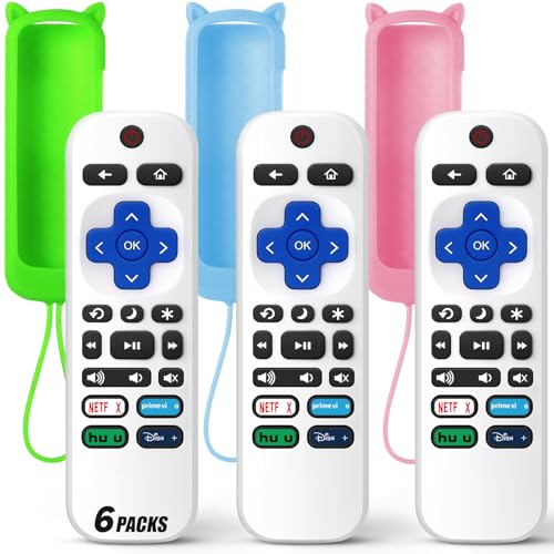 Paquete de 3 controles remotos de repuesto solo para Roku TV con funda protectora de silicona suave (brilla en la oscuridad), control remoto universal para TCL/Onn/Hisense/Sharp/Element/Philips Roku