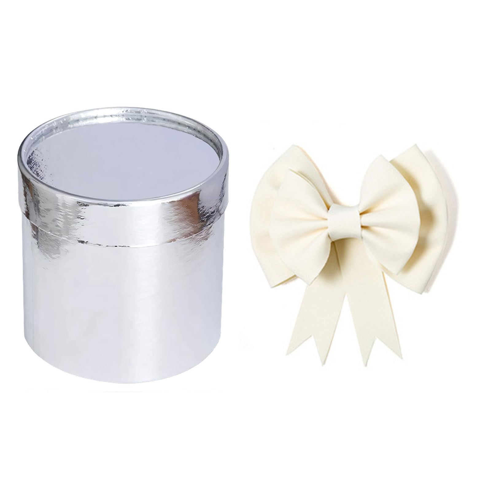 LUCKGONI Pack Of 1 Handmade Flowers Arrangement Bucket with Random Bows Small Round Paper Bucket for Homes Decors & Party Kind