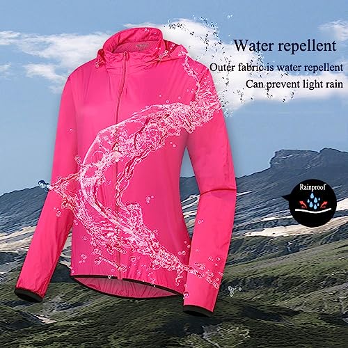 VELEEZE Jaqueta de chuva feminina embalável leve com capuz pulôver impermeável corta-vento corrida c