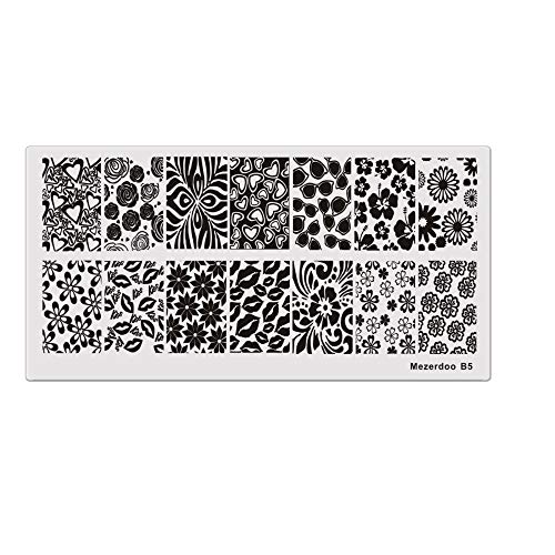 Mezerdoo 1Pcs Lip Seal Kiss Heart Design DIY Image Plate Valentine'day Stencil Template Nail Art Stamping Plate Geometry Lines Template Plate Mold Nail Art Stencil Tools