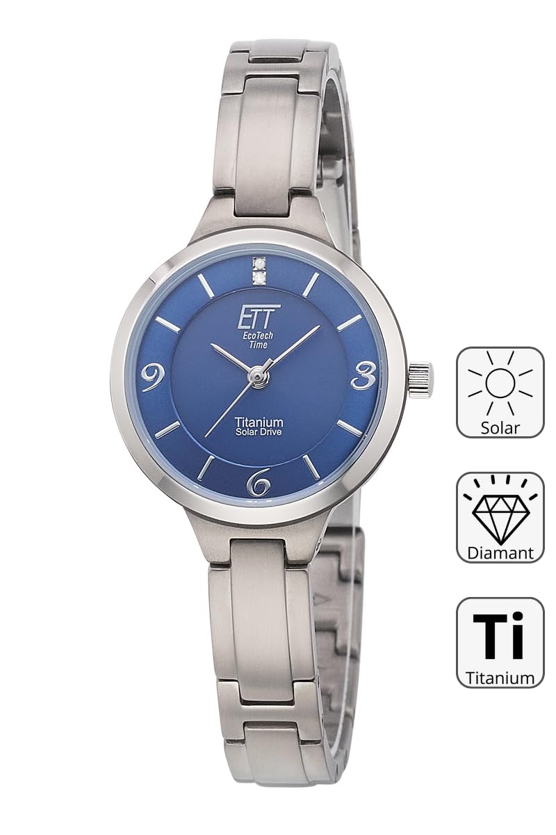 ETT Eco Tech Time Solar Damen Uhr Analog mit Titan Armband ELS-12147-31M