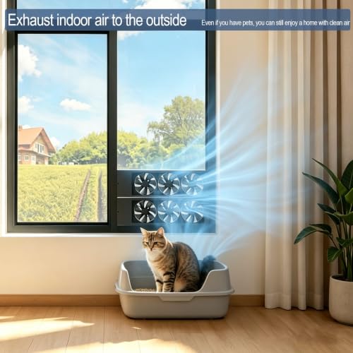 Image of Vertical Windows Exhaust Fan for Sliding Windows, Ultra-quiet Window Fan, 20~24in Adjustable Hight Variable Speed Vent Fan, Using for Home Attic Kitchen Buthroom Garage Ventilation