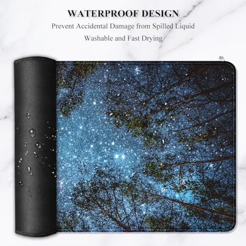 Image of Auhoahsil Large Mouse Pad, XXL Gaming Mousepad, Desk Mat for Desktop, Thick Rubber, Big & Long Size, Stitched Edges, Full Desk Pad for Laptop & Computer, Extended 31.5 x 11.8 in, Silent Night Sky