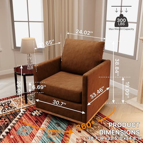 Sillón giratorio tapizado marrón moderno miniatura 2