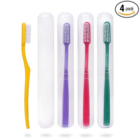 Dr. Flex Ozette Medium Toothbrush with DuPont Filaments with FREE Anti-Bacterial Container (Pack of 4) toothbrushes tooth brush tooth brushes caps cover container cap