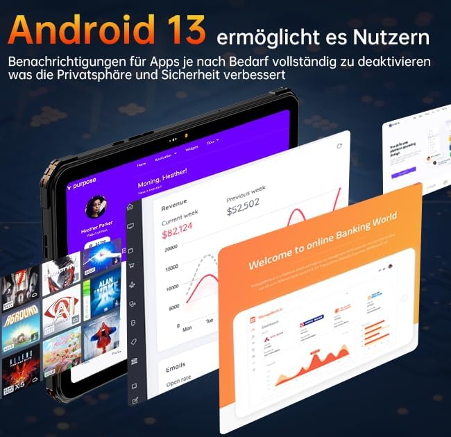 FOSSIBOT DT1 Tablets PC Robusto, Android 13 Rugged Tablet 10.36 FHD+,11000mAh Batteria, (8+8)16GB RAM + 256GB ROM /1TB, Impermeabile Tablet, IP68/69K Tablet PC,48MP Fotocamera,4G LTE/5G WIFI/GPS/OTG FOSSIBOT DT1 Tablets PC Robusto, Android 13 Rugged Tablet 10.36 FHD+,11000mAh Batteria, (8+8)16GB RAM + 256GB ROM /1TB, Impermeabile Tablet, IP68/69K Tablet PC,48MP Fotocamera,4G LTE/5G WIFI/GPS/OTG