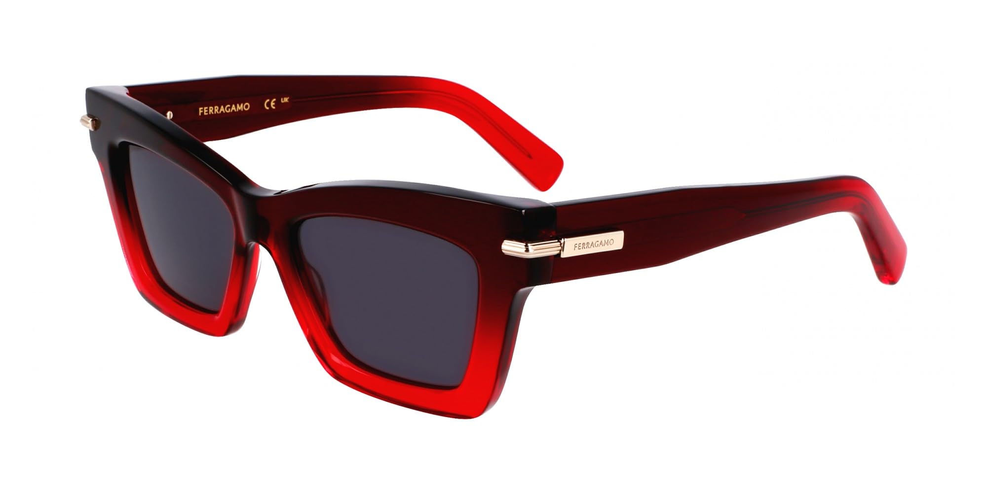 FERRAGAMO Unisex SF2031S Sunglasses, Gradient Dark Red Trasparente, 52, Gradient Dark Red Transparent, 52