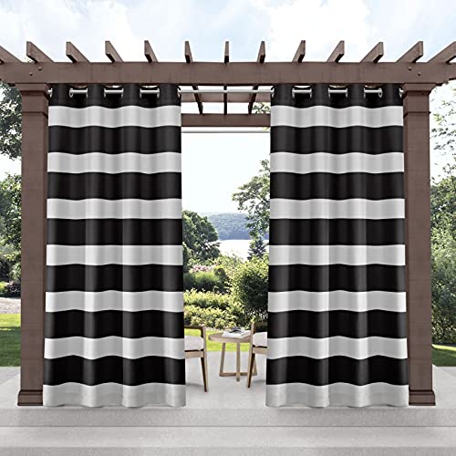 Exclusive Home Cabana Stripe Indoor/Outdoor Light Filtering Grommet Top Curtain Panel Pair, 54