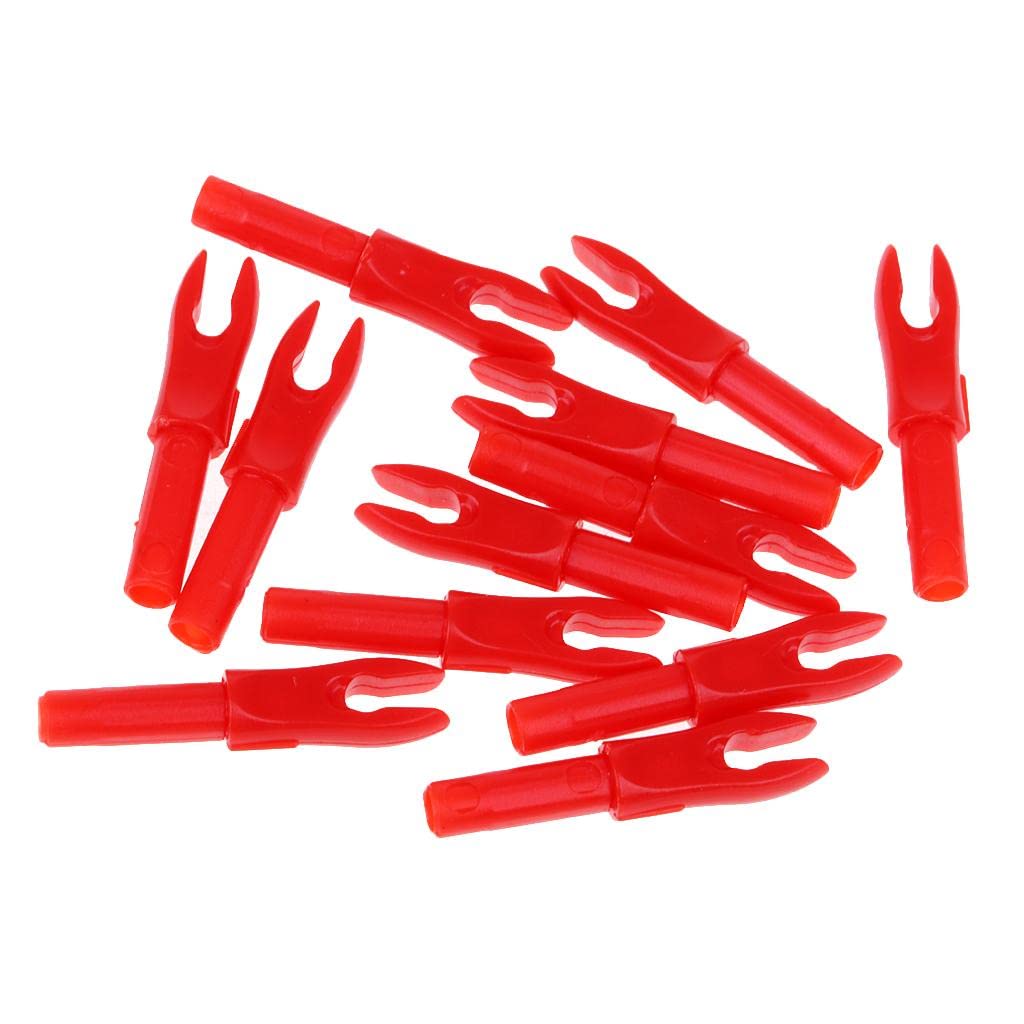 UJEAVETTE® 12 Pieces Plastic Archery Precision Nocks for Id 4.2Mm Arrow Shaft Red|Archery Feather| Arrow Set |Feathers |Kids Bow Kit| Holder Nock|Point| Recurve |Fletch| Target Board