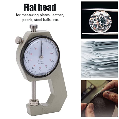 Calibrador de espesores con dial, graduación de 0,1 mm, yector plano, lectura en milímetros, portátil, para joyería, cuero, cartón y papel (cabeza plana, rango 0-20 mm) miniatura 3
