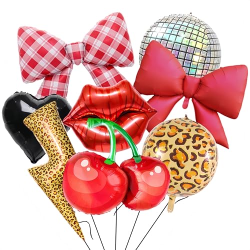 Décorations de fête rouges et guépard pour anniversaire - Pack de 8 pièces festives