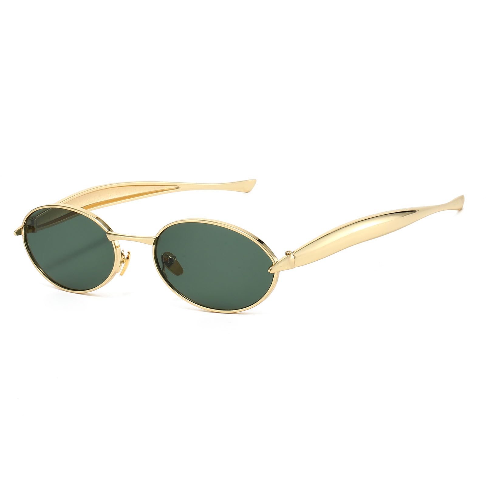 YAMEIZE Stilvolle Ovale Metall Sonnenbrille für - Damen Herren Metall Rahmen Runder UV400-Schutz Fahren im Freien