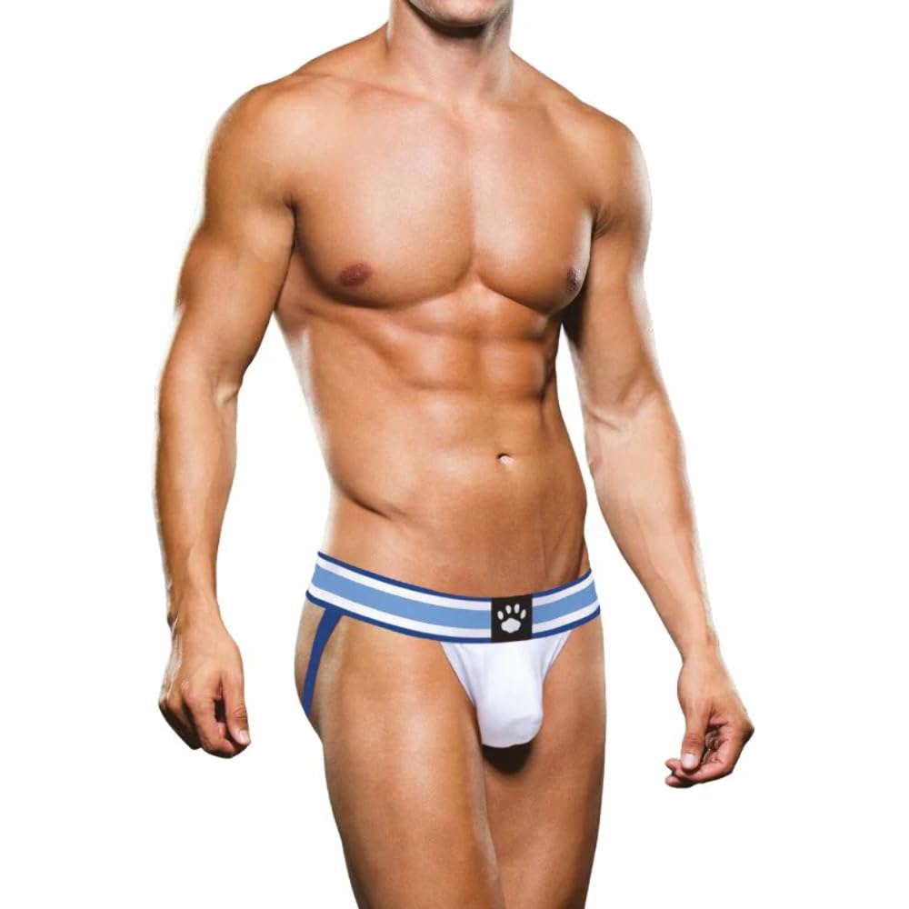 Prowler Men's White & Blue Jock Strap, Super Comfy With Elasticated Waist Band (Large 32"-34")