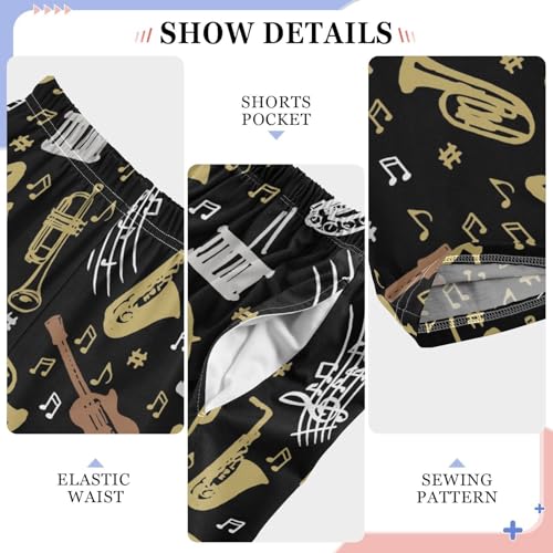 ZZXXB Guitar Music Print Boys Long Pants Soft Trousers Elastic Waist Kids Lounge Bottoms with Pockets S-XL4