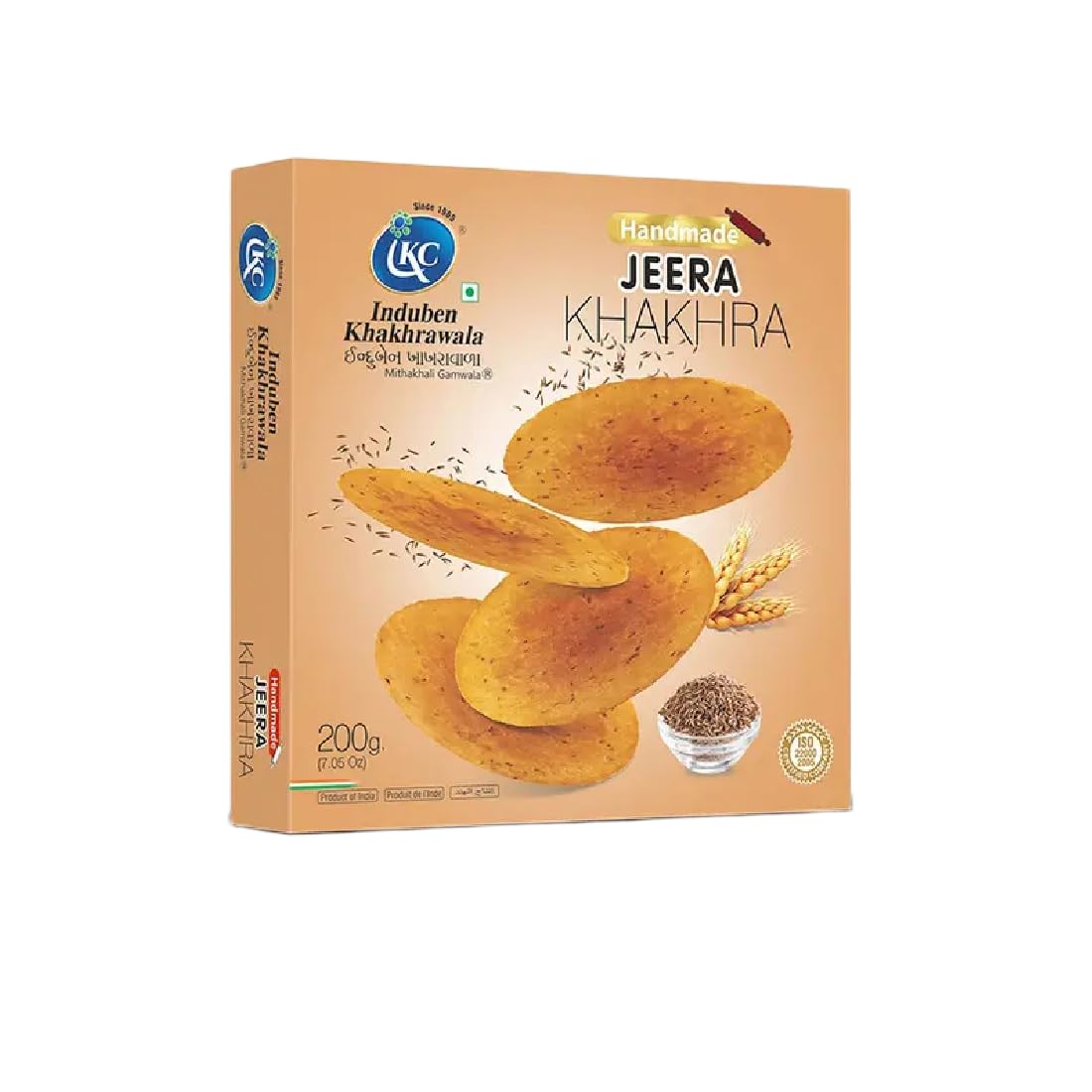 IKC Induben Khakhrawala Hand Made Jeera Khakhra 200g (Pack of 1) | Traditional Handcrafted Cumin Flavor Crispy Snack | Roasted, Light & Authentic Gujarati Namkeen | Perfect Tea-Time Crunch-image-5