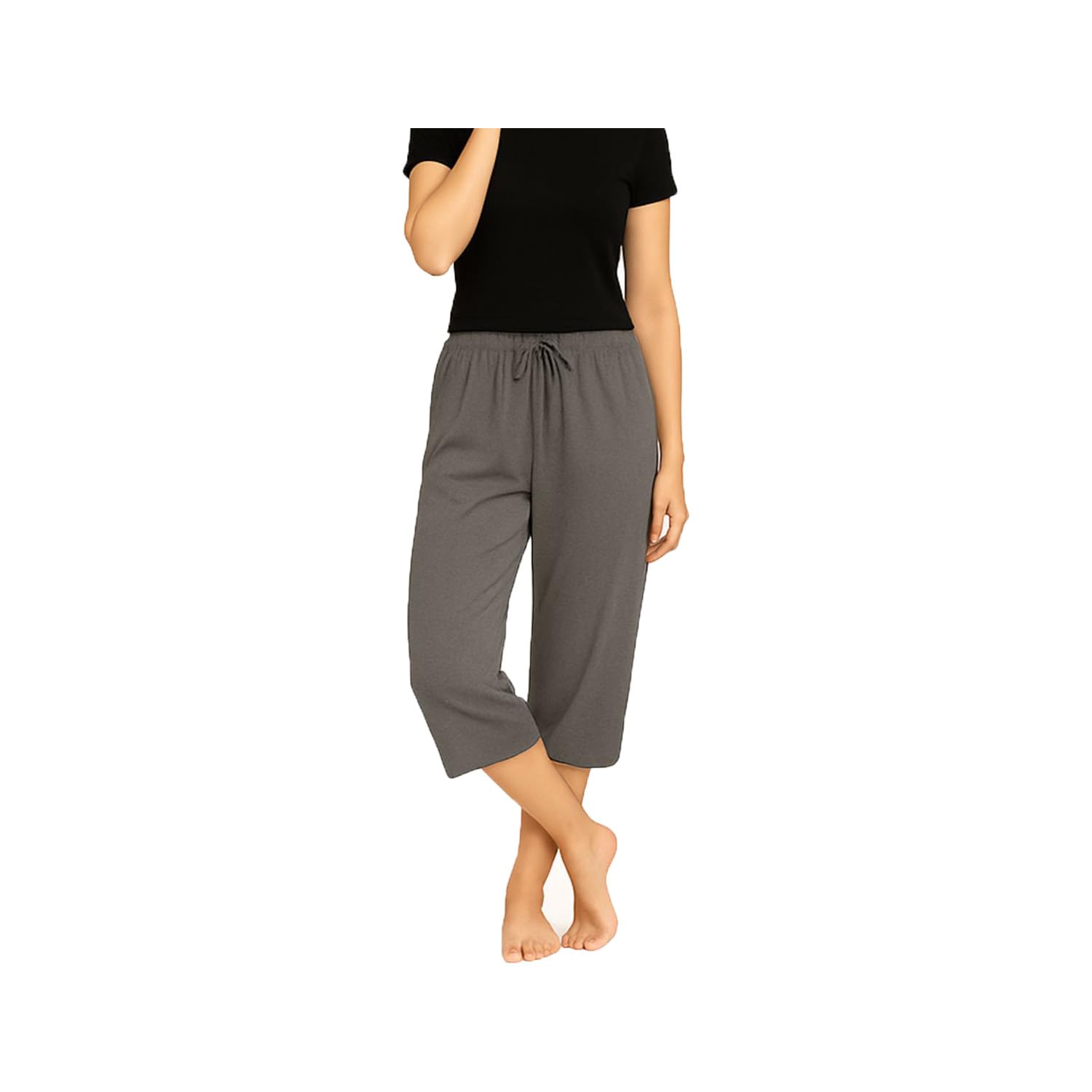 Womens Loosefit Capri, 3/4th Capri for Womens Grey Single Pack-picture-15