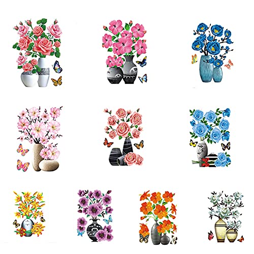 Pyude DIY Pflanzenvase 3D Stereo Aufkleber Selbstklebende Wand Kühlschrank Dekoration wasserdichte Vasen Aufkleber für Wohnzimmer Cover