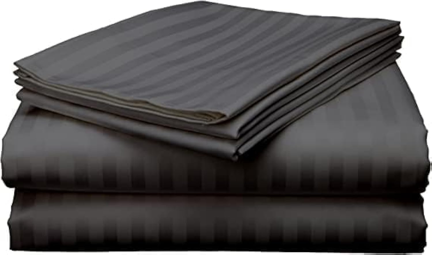 Easy Living Stripe 3 Pcs Set: 1 x Fitted Sheet 180x200 cm with 2 Pillow Cases; Dark Grey Size: King
