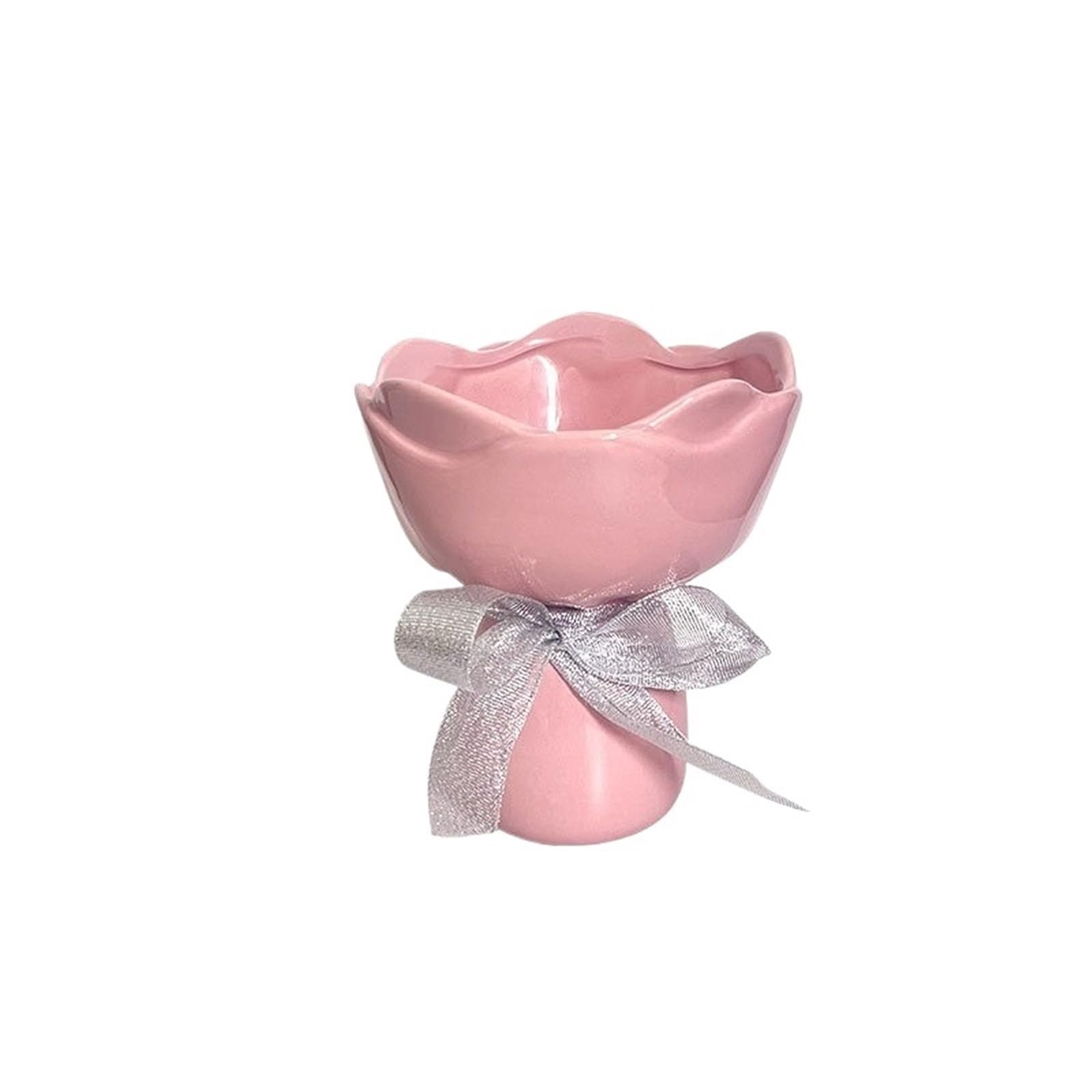 Ceramic Vase Rose Flower Shaped Desk Decorati Flowers Bouquet For Home Girding Decorative Floral Vases Room Aesthetic Decor For Living Room, Office, Wedding(Pink)