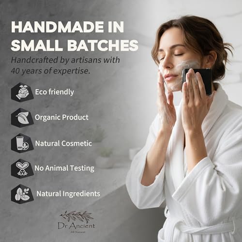 Image of Dr. Ancient Natural Charcoal Soap Bar Traditional Way Handcrafted Charcoal Black Soap for Face & Body, Deep Cleansing, Detoxifying, Pore-Minimizing, Activated Charcoal-Soaps, Vegan, Chemical-Free