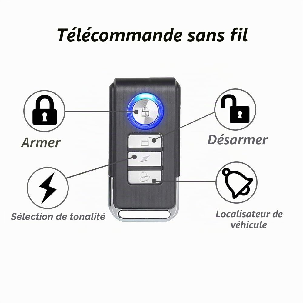 Mengshen 3 Pack Alarme Antivol de Vélo sans Fil avec Télécommande Antivol de Sécurité 113dB Fort IP55 Étanche pour Vélo Moto Véhicule Scooter
