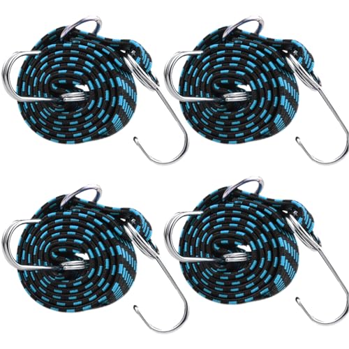 XUTONG Elastic Octopus with Hooks, 4 Pieces 1 m Adjustable Tensioners Elastic Tie Down Straps with Hooks, Luggage Tensioners