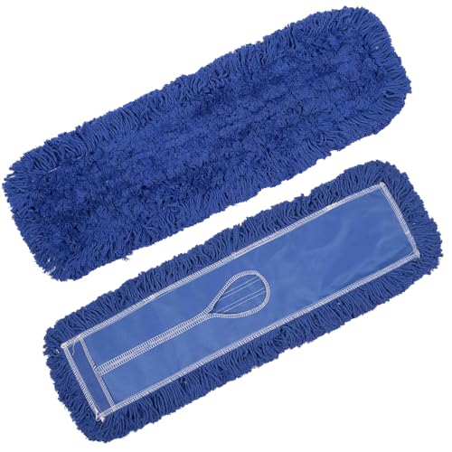 Image of 24 inch Industrial-Grade Cotton Dust Mop Head Refills, Perfect Replacement for Busy Home, Gym, Commercial Spaces, Heavy-Duty Mop for Janitorial & Housekeeping Needs - 2 Pack
